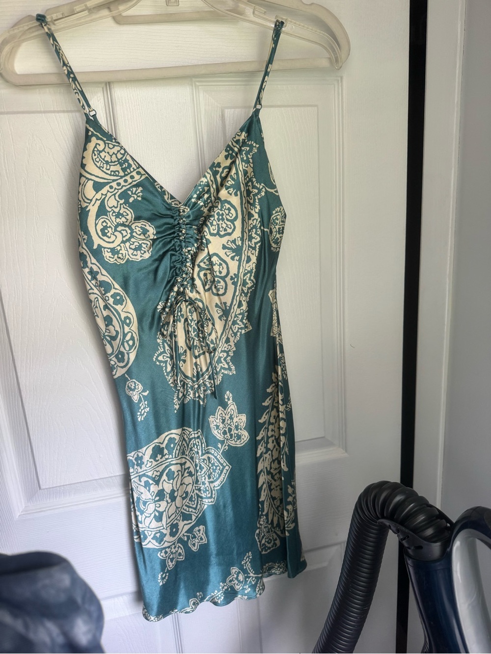 Zara Teal and Cream Paisley Mini Dress